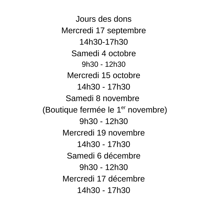 Calendrier des dons